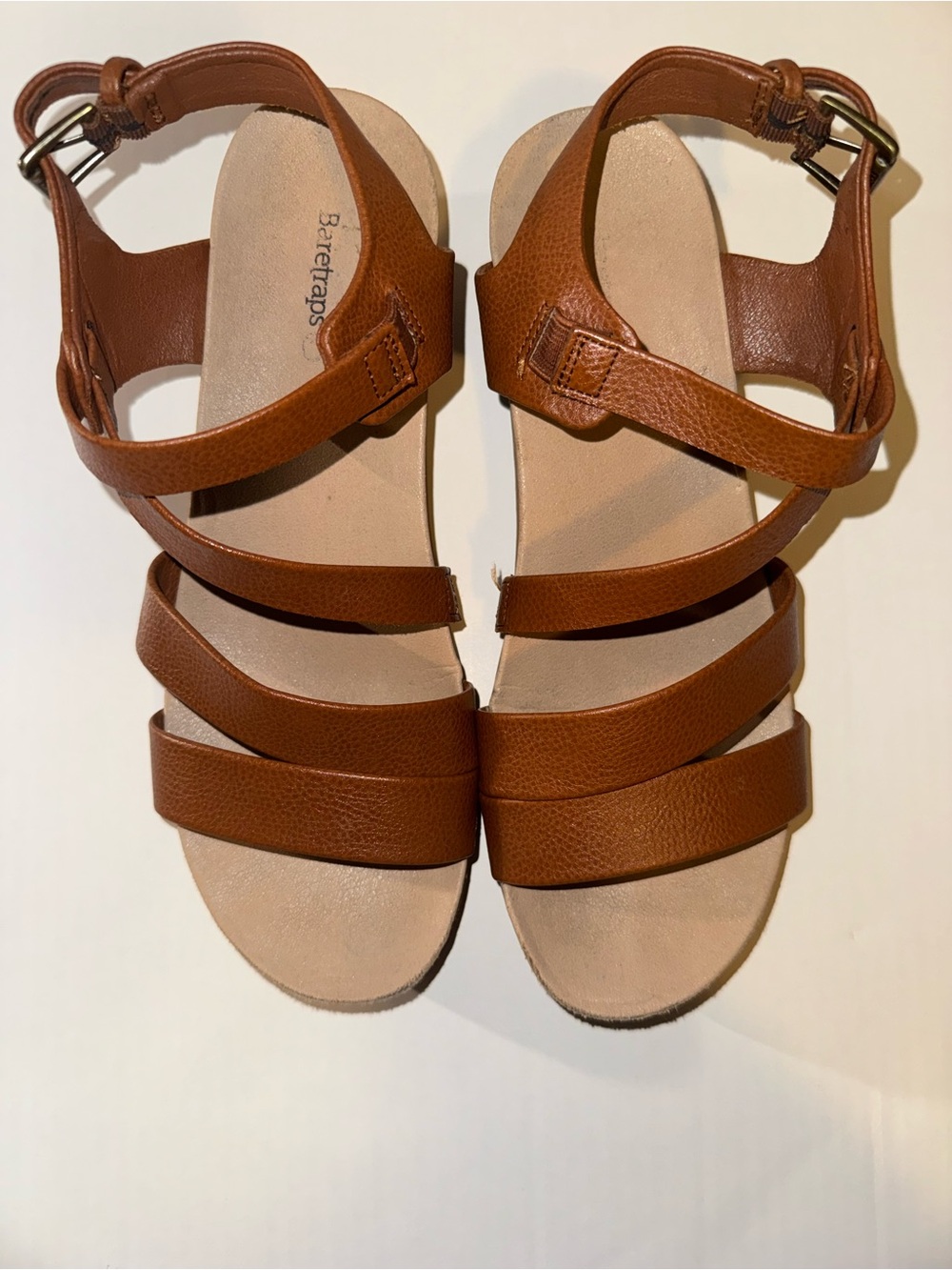 BareTraps Cognac Strappy Wedge Sandals Size 8.5M
